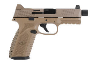FN 510 10mm Full Size Pistol features a flat dark earth frame and slide and comes with a 15 round magazine.